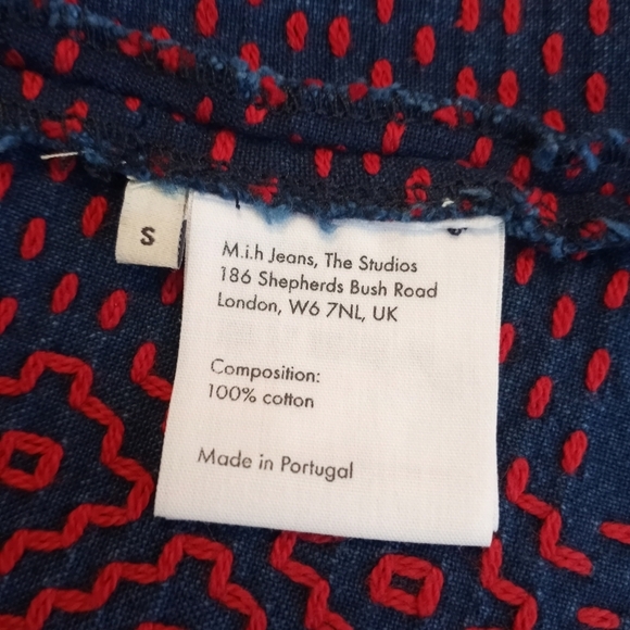 Size Small M.i.h. Jeans Women's Mini Skirt Blue Denim Embroidered Y2K 2000s - Picture 5 of 9